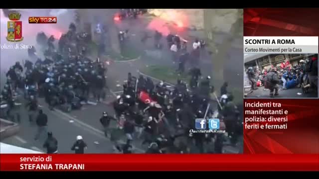 Scontri Roma, 21 feriti e 5 manifestanti fermati