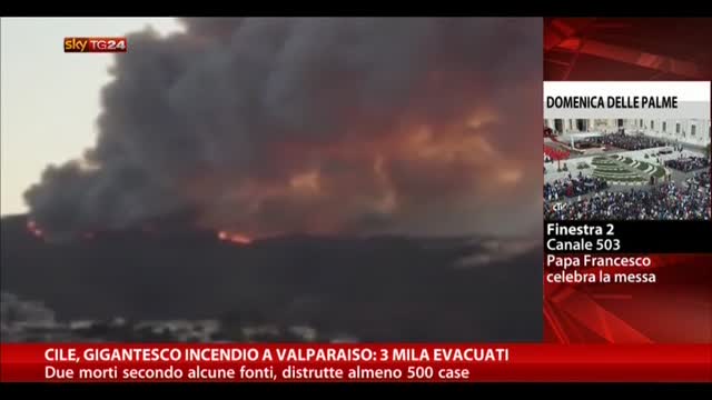 Cile, gigantesco incendio a Valparaiso: 3mila evacuati