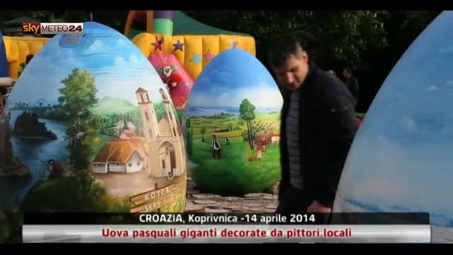 Croazia, uova pasquali giganti decorate da pittori locali