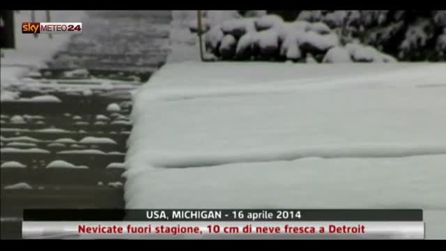 Usa, nevicate fuori stagione: 10 cm di neve fresca a Detroit