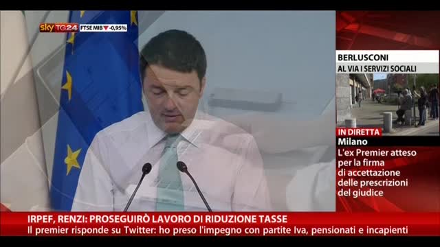 Irpef, Renzi: proseguirò lavoro di riduzione tasse
