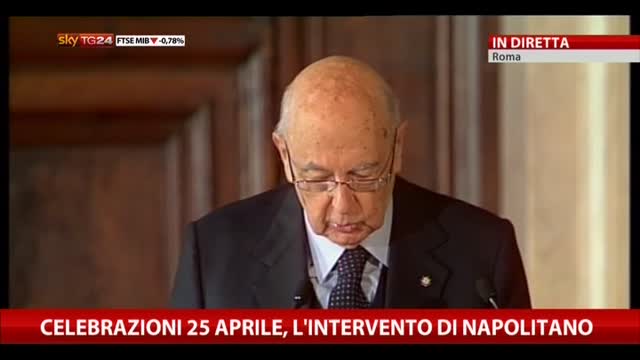 Celebrazioni 25 Aprile, l'intervento di Giorgio Napolitano
