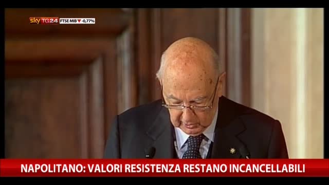 25 aprile, Napolitano: "Valori Resistenza incancellabili"