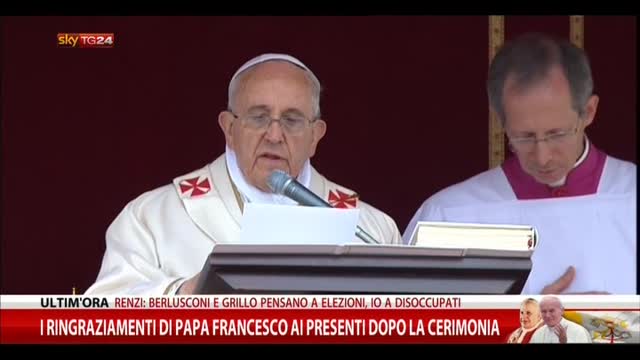 Ringraziamenti di Papa Francesco ai presenti dopo cerimonia