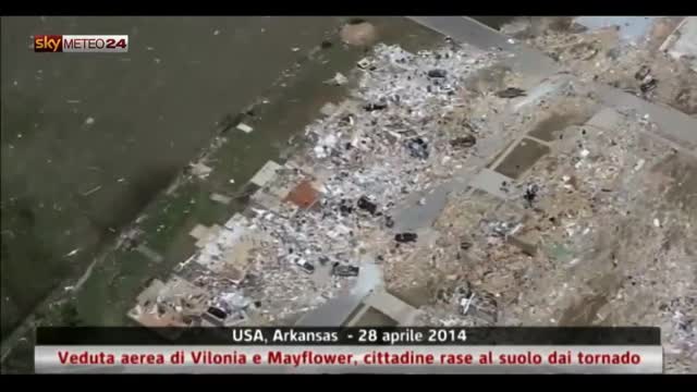 Usa, veduta aerea di Vilonia e Mayflower dopo tornado