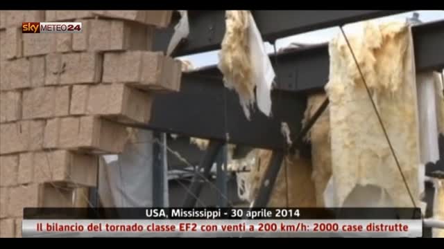 Mississippi, tornado con venti a 200km/h: 2000case distrutte