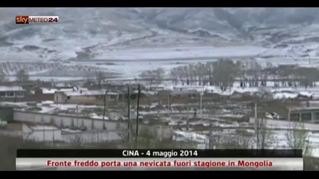 Cina, forte freddo porta nevicata fuori stagione in Mongolia