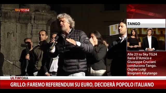 Grillo: faremo referendum su Euro, deciderà popolo italiano