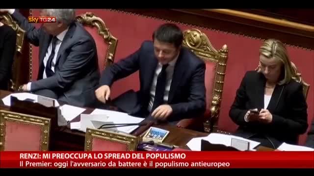 Renzi: mi preoccupa lo spread del populismo