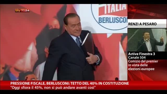 Pressione fiscale, Berlusconi: tetto del 40% in Costituzione