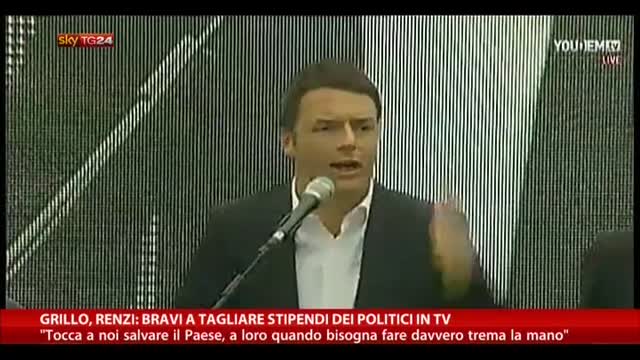 Grillo, Renzi: Bravi a tagliare stipendi dei politici in TV
