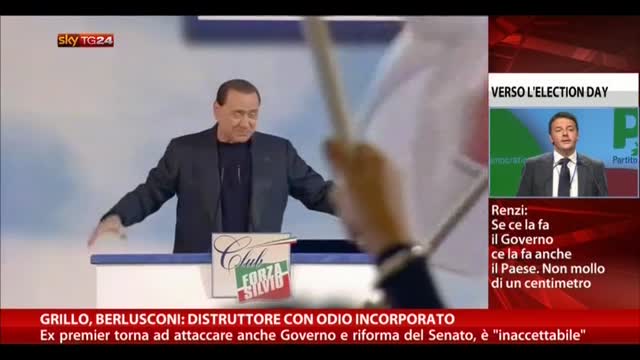Grillo, Berlusconi: "Distruttore con odio incorporato"