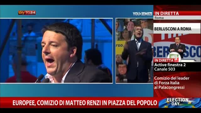 Europee, comizio di Matteo Renzi in piazza del Popolo