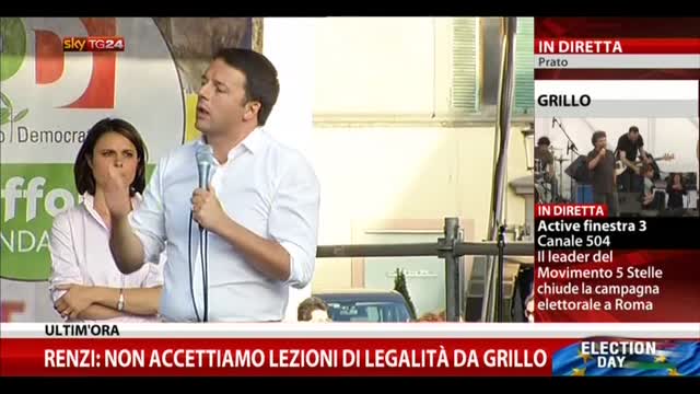 Europee, Renzi: non accettiamo lezioni di legalità da Grillo