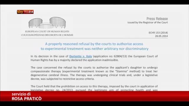 Stamina, Corte Strasburgo: rifiuto trattamento legittimo