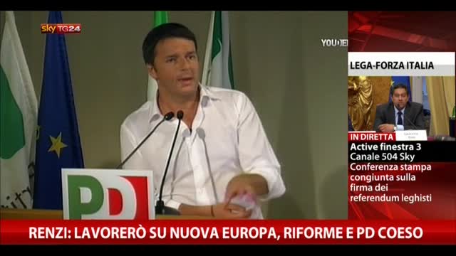 Renzi: lavorerò su nuova Europa, riforme e Pd coeso