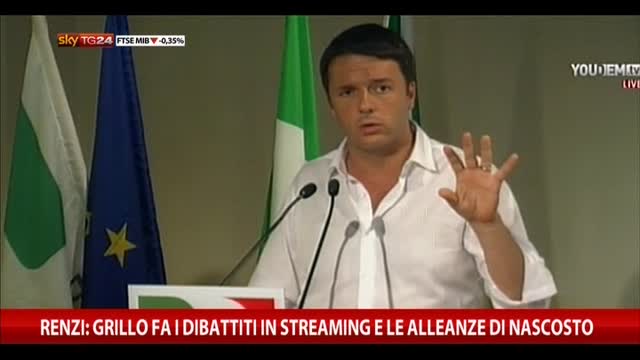 Renzi: Grillo fa dibattiti streaming e alleanze di nascosto