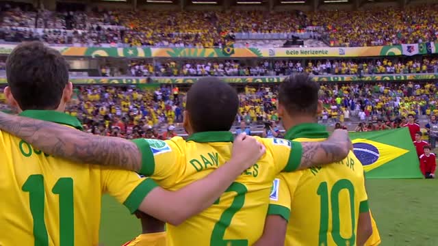 Mondiali 2014, l'inno del Brasile cantato dai tifosi