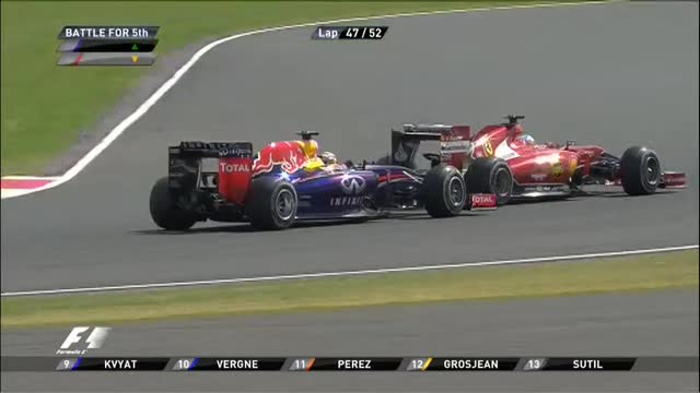 Silverstone, il sorpasso di Vettel su Alonso
