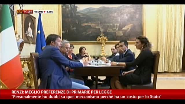 Renzi: meglio preferenze di primarie per legge