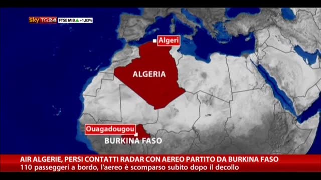 Persi contatti radar con aereo partito da Burkina Faso