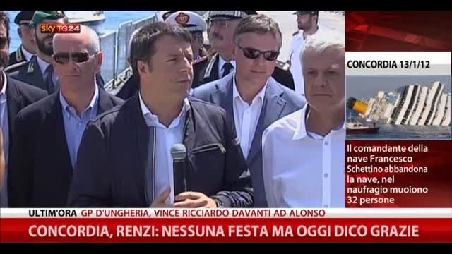 Concordia, Renzi: nessuna festa ma oggi dico grazie