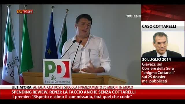 Spending Review, Renzi: "La faccio anche senza Cottarelli"