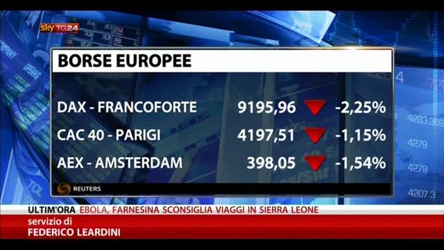 Borse Europee in rosso, Piazza Affari perde l'1%