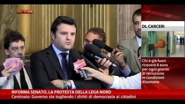 Riforma Senato, la protesta della Lega Nord