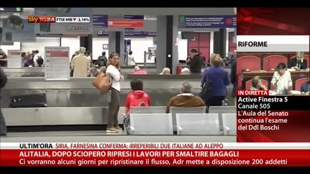 Alitalia, dopo sciopero ripresi lavori per smaltire bagagli