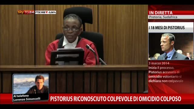 Pistorius riconosciuto colpevole di omicidio colposo
