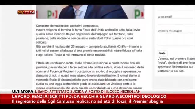 Lavoro, Renzi: da vecchia guardia scontro ideologico