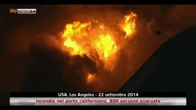 Los Angeles, incendio nel porto californiano: 800 evacuati