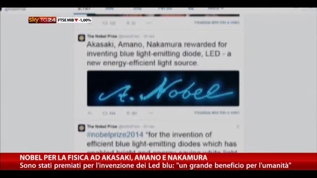 Nobel per la fisica ad Akasaki, Amano e Nakamura
