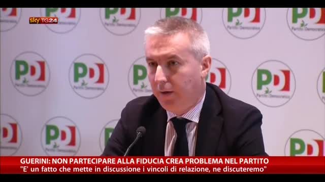Guerini: non partecipare a fiducia crea problemi nel partito