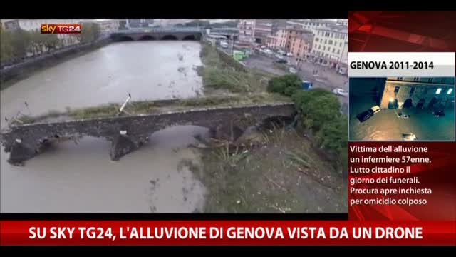 Su SkyTG24, l'alluvione di Genova vista da un drone