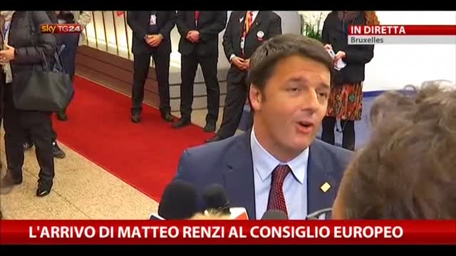 L'arrivo di Matteo Renzi al consiglio Europeo