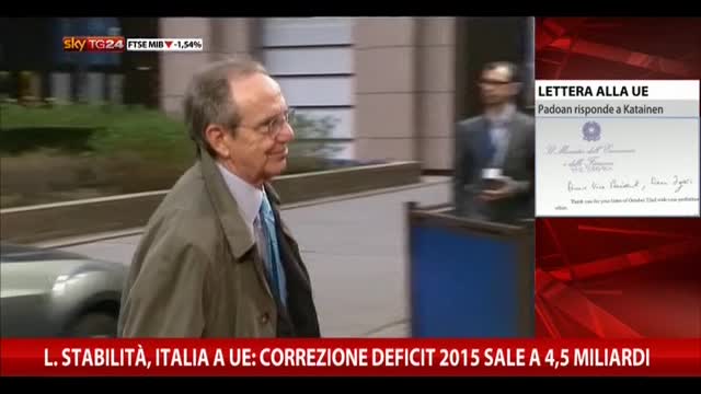 Stabilità, Italia a Ue: correzione deficit 2015 a 4,5 mld
