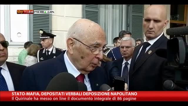 Stato-mafia, depositati verbali testimonianza Napolitano