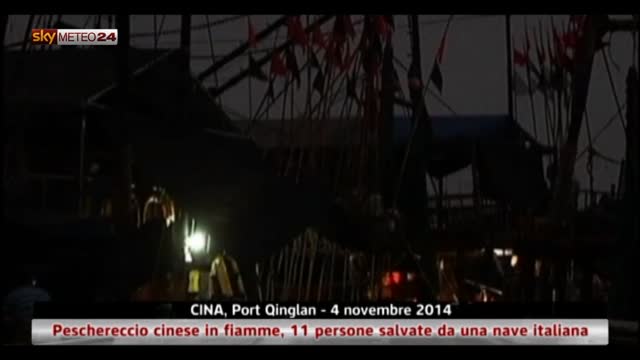 Cina, peschereccio in fiamme, 11 salvati da nave italiana