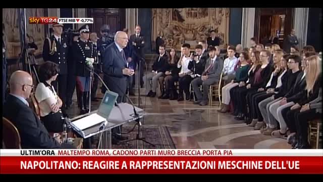 Napolitano: reagire a rappresentazioni meschine dell'Ue