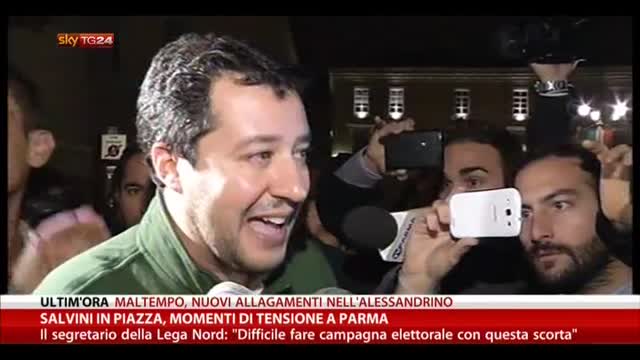 Salvini in piazza, momenti di tensione a Parma