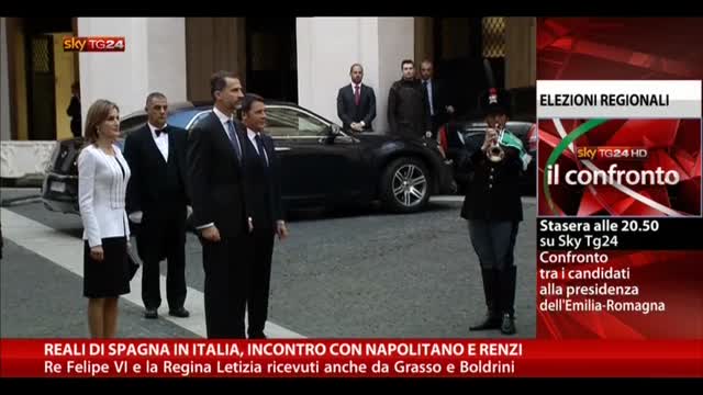 Reali di Spagna in Italia, incontro con Napolitano e Renzi