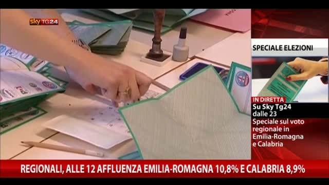 Regionali, affluenza alle 12: Emilia 10,75%, Calabria 8,85%