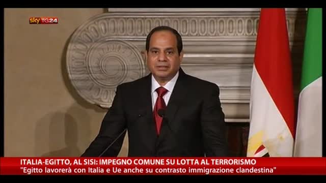 Italia-Egitto, Al Sisi: impegno comune su lotta a terrorismo
