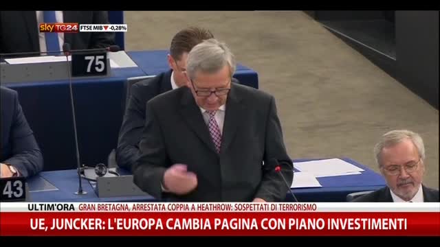 Ue, Juncker: L'Europa cambia pagina con piano investimenti
