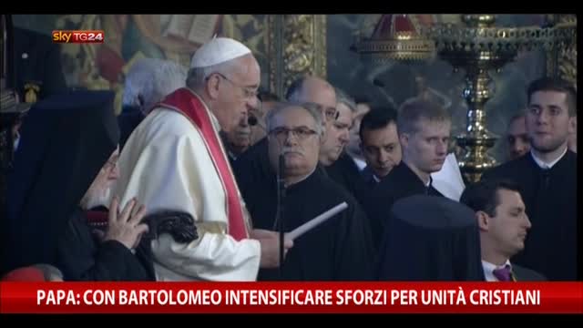 Papa: Bartolomeo intensificare sforzi per unità cristiani