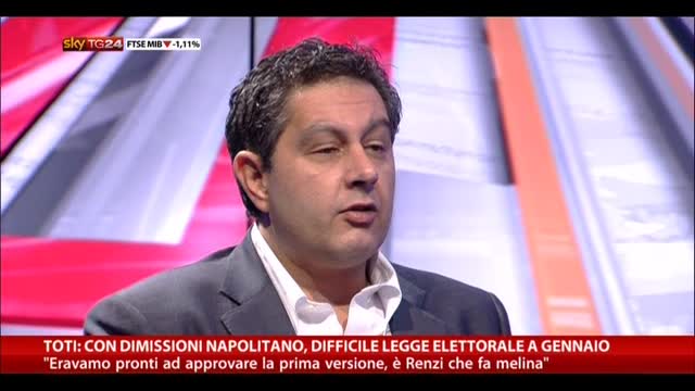 Toti: difficile approvare l. elettorale senza Napolitano