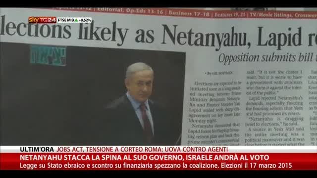 Netanyahu stacca la spina al governo, Israele andrà al voto