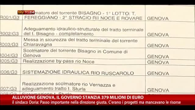 Alluvione Genova, governo stanzia 379 milioni di euro